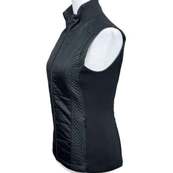 NEW Athleta Womens Black Quilted Zip Up Vest Sleeveless Jacket Athletic Stretch - Picture 1 of 12